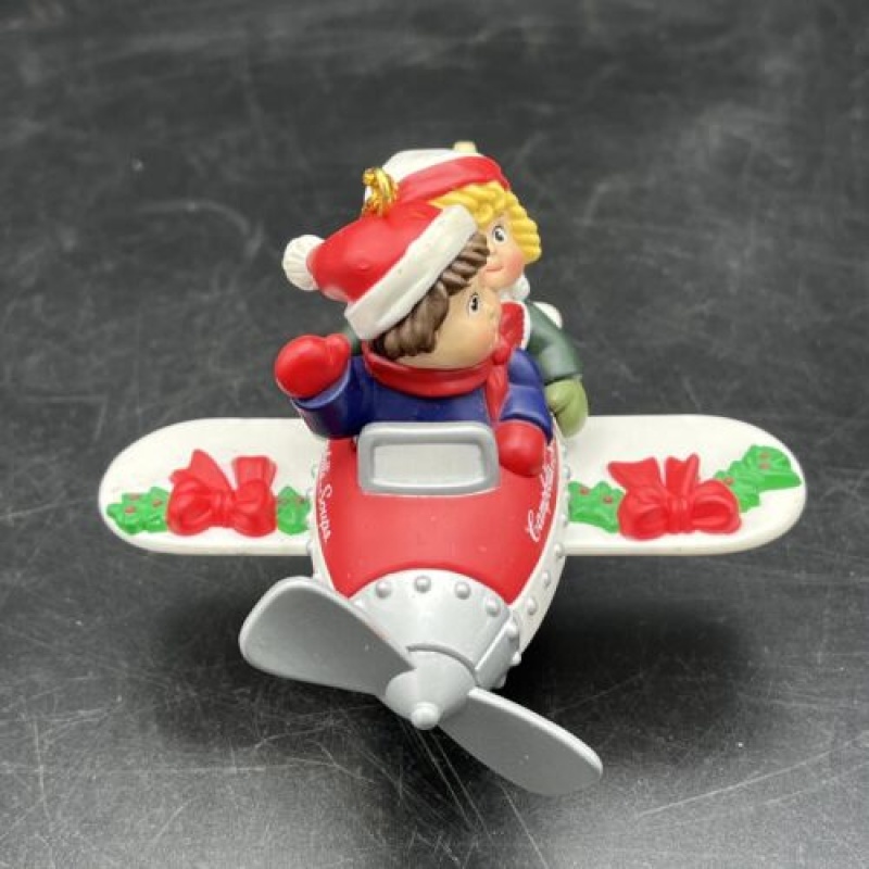 1998 CAMPBELLS SOUPS CHRISTMAS TREE ORNAMENT AIRPLANE HAPPY HOLIDAYS RED WHITE