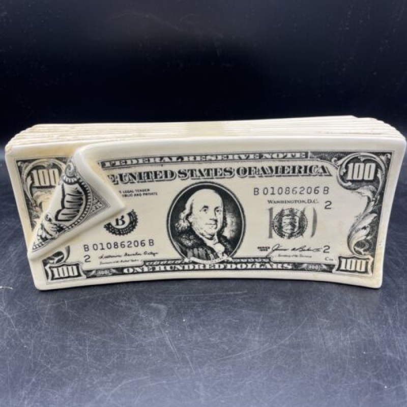 VINTAGE 100 DOLLAR BILL PIGGY BANK COIN BANK UNBRANDED BENJAMIN FRANKLIN