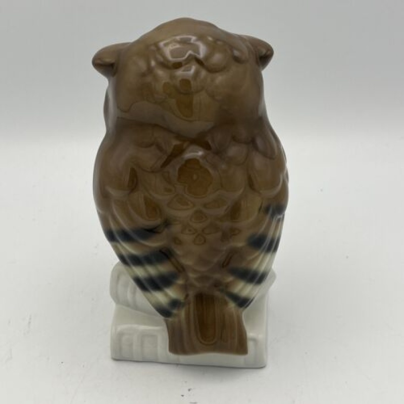 VINTAGE GOLDEN CROWN E&R 1884 RED EYED OWL PORCELAIN DESK DECORATION GERMANY